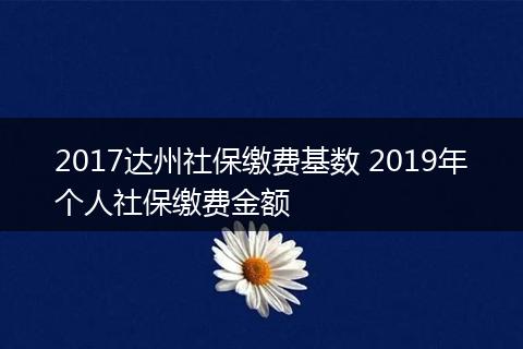 2017达州社保缴费基数 2019年个人社保缴费金额