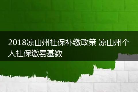 2018凉山州社保补缴政策 凉山州个人社保缴费基数