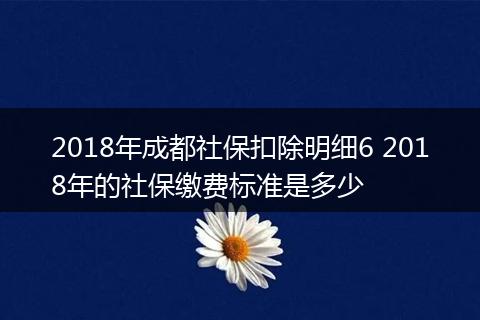 2018年成都社保扣除明细6 2018年的社保缴费标准是多少