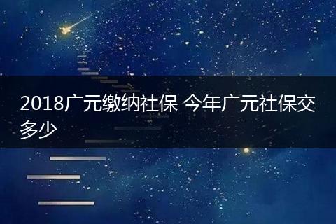 2018广元缴纳社保 今年广元社保交多少