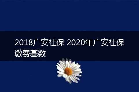 2018广安社保 2020年广安社保缴费基数