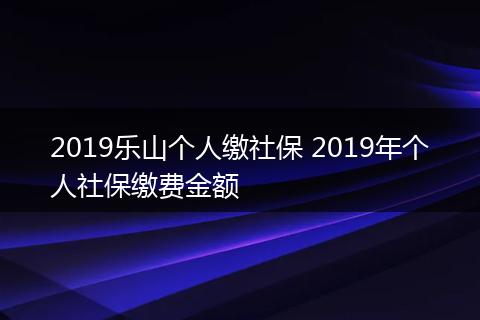 2019乐山个人缴社保 2019年个人社保缴费金额