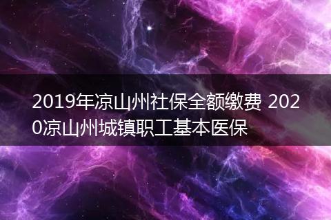 2019年凉山州社保全额缴费 2020凉山州城镇职工基本医保