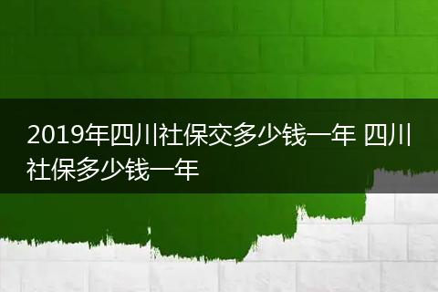 2019年四川社保交多少钱一年 四川社保多少钱一年