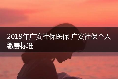 2019年广安社保医保 广安社保个人缴费标准