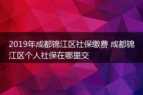 2019年成都锦江区社保缴费 成都锦江区个人社保在哪里交