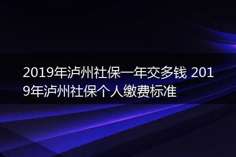 2019年泸州社保一年交多钱 2019年泸州社保个人缴费标准