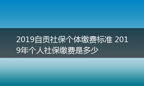 2019自贡社保个体缴费标准 2019年个人社保缴费是多少