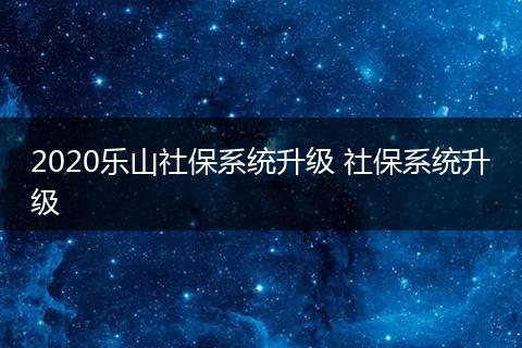 2020乐山社保系统升级 社保系统升级