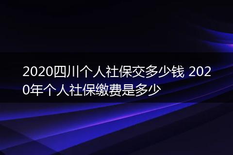 2020四川个人社保交多少钱 2020年个人社保缴费是多少