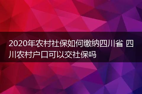 2020年农村社保如何缴纳四川省 四川农村户口可以交社保吗
