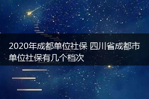 2020年成都单位社保 四川省成都市单位社保有几个档次