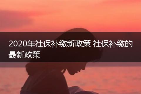 2020年社保补缴新政策 社保补缴的最新政策