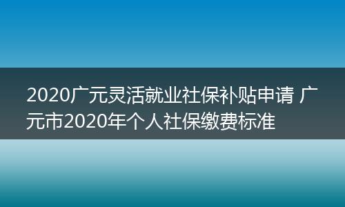 2020广元灵活就业社保补贴申请 广元市2020年个人社保缴费标准