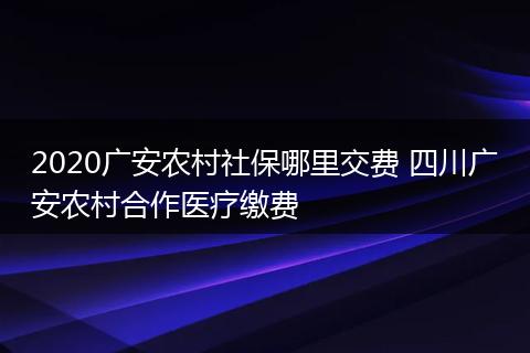 2020广安农村社保哪里交费 四川广安农村合作医疗缴费