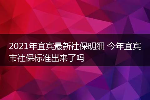 2021年宜宾最新社保明细 今年宜宾市社保标准出来了吗