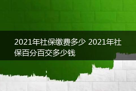 2021年社保缴费多少 2021年社保百分百交多少钱