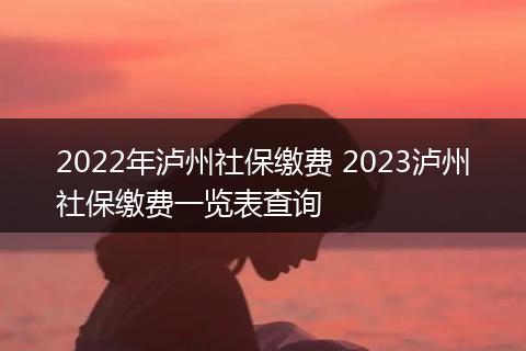 2022年泸州社保缴费 2023泸州社保缴费一览表查询