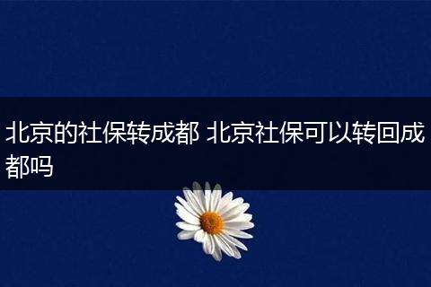 北京的社保转成都 北京社保可以转回成都吗