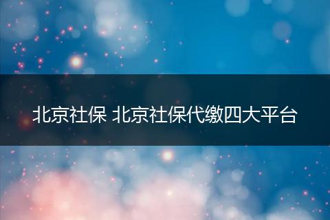 北京社保 北京社保代缴四大平台