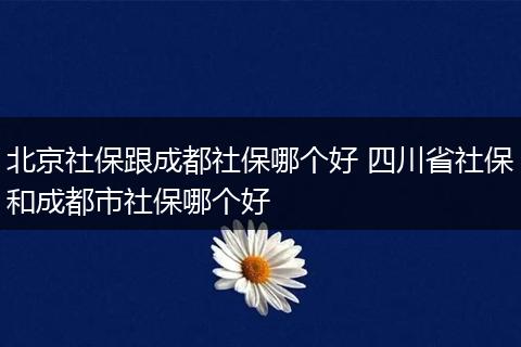 北京社保跟成都社保哪个好 四川省社保和成都市社保哪个好
