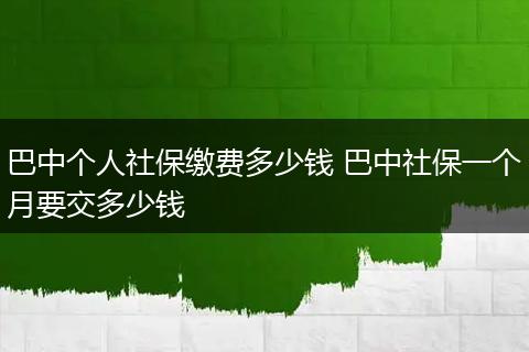 巴中个人社保缴费多少钱 巴中社保一个月要交多少钱