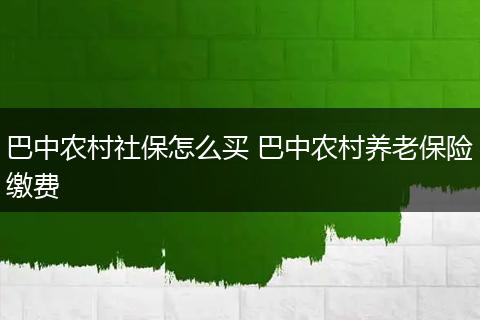 巴中农村社保怎么买 巴中农村养老保险缴费