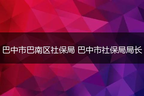 巴中市巴南区社保局 巴中市社保局局长