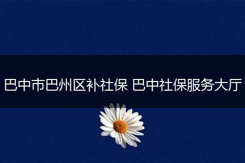 巴中市巴州区补社保 巴中社保服务大厅