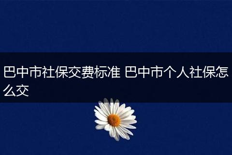 巴中市社保交费标准 巴中市个人社保怎么交