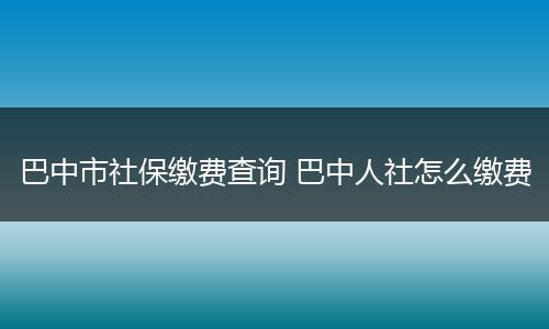 巴中市社保缴费查询 巴中人社怎么缴费