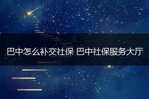 巴中怎么补交社保 巴中社保服务大厅