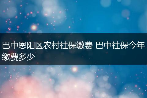 巴中恩阳区农村社保缴费 巴中社保今年缴费多少