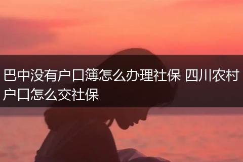 巴中没有户口簿怎么办理社保 四川农村户口怎么交社保