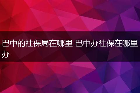 巴中的社保局在哪里 巴中办社保在哪里办
