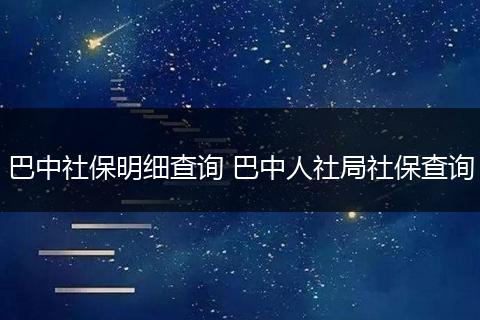 巴中社保明细查询 巴中人社局社保查询