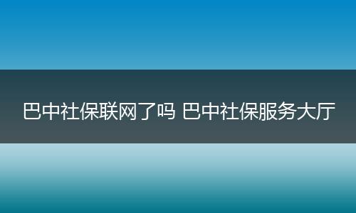 巴中社保联网了吗 巴中社保服务大厅