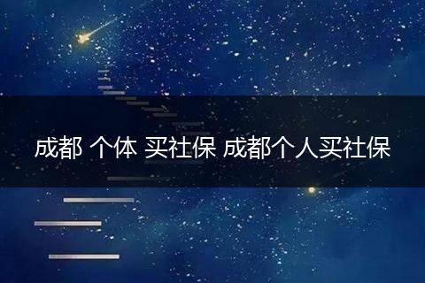 成都 个体 买社保 成都个人买社保