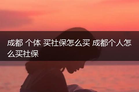 成都 个体 买社保怎么买 成都个人怎么买社保