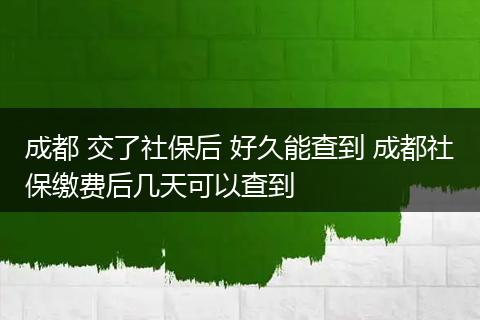 成都 交了社保后 好久能查到 成都社保缴费后几天可以查到