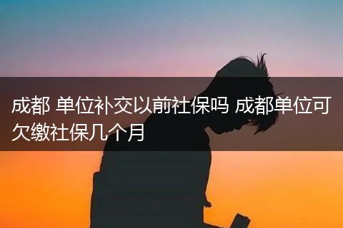 成都 单位补交以前社保吗 成都单位可欠缴社保几个月