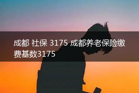 成都 社保 3175 成都养老保险缴费基数3175