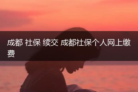成都 社保 续交 成都社保个人网上缴费