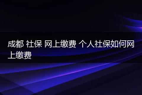 成都 社保 网上缴费 个人社保如何网上缴费