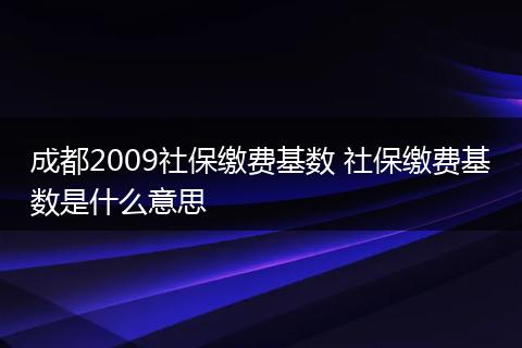 成都2009社保缴费基数 社保缴费基数是什么意思