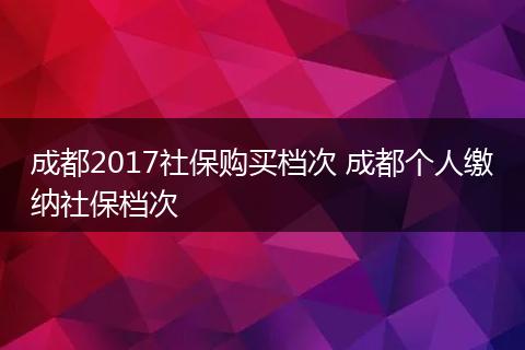 成都2017社保购买档次 成都个人缴纳社保档次