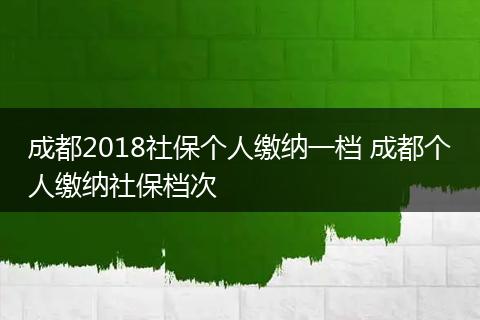 成都2018社保个人缴纳一档 成都个人缴纳社保档次