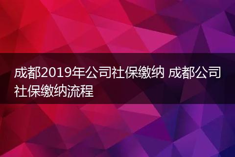 成都2019年公司社保缴纳 成都公司社保缴纳流程