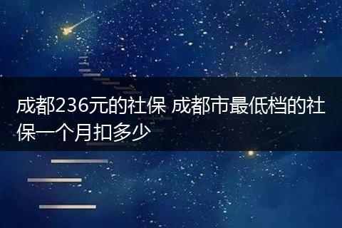 成都236元的社保 成都市最低档的社保一个月扣多少