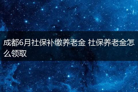 成都6月社保补缴养老金 社保养老金怎么领取